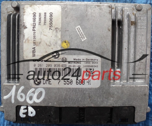 KOMPUTER STEROWNIK SILNIKA BMW 1 1,6 116 E87 BOSCH 0261209036, 0 261 209 036, DME 7 550 688 -01, 7550688, 7528291, 7550688, 7550690 