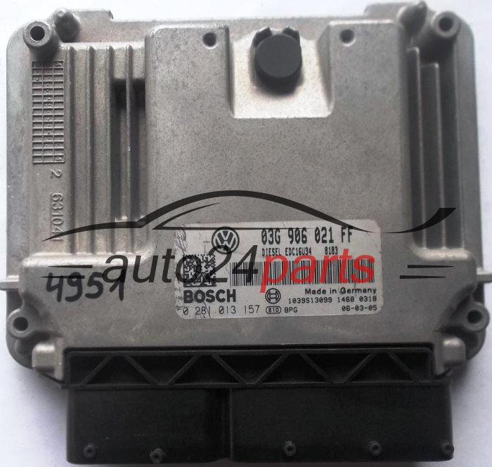 KOMPUTER STEROWNIK SILNIKA VW VOLKSWAGEN CADDY 1.9 TDI 03G906021FF, 03G 906 021 FF, BOSCH 0 281 013 157, 0281013157, DIESEL EDC16U34 8183, 1039S13099 