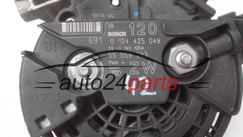 ALTERNATOR 2.0 OPEL VECTRA BOSCH 0124425048, 55559583 ZW, 120A