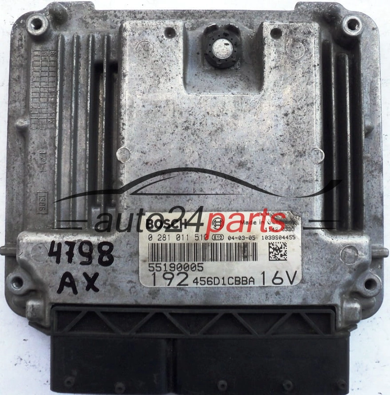 MOTORSTEUERGERÄT ECU STEUERGERAT FIAT STILO 1.9 JTD BOSCH 0 281 011 510, 55190005