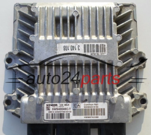MOTORSTEUERGERÄT ECU STEUERGERÄT CITROEN PEUGEOT 2.0 HDI SIEMENS  5WS40046CT, SW 9650518180, HW 9647423380, SID 801A