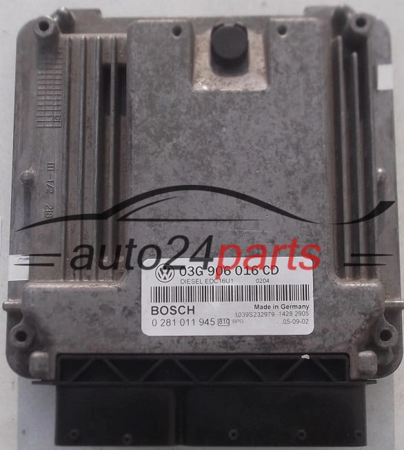 CALCULATEUR MOTEUR VOLKSWAGEN TOURAN 1.9 TDI BOSCH 0 281 011 945, 0281011945, 03G 906 016 CD, 03G906016CD, EDC16U1