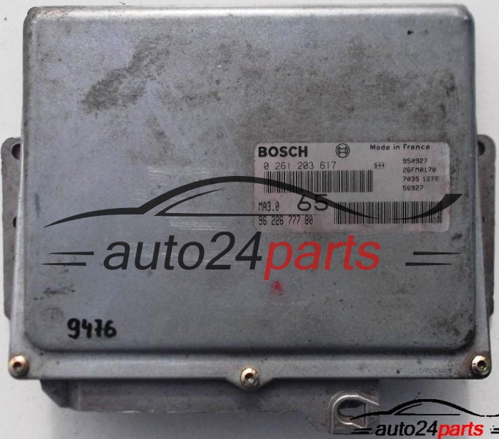 CALCULATEUR MOTEUR CITOREN AX, PEUGEOT 106 1.0, BOSCH 0 261 203 617, 0261203617, 96 226 777 80, 9622677780, MA3.0 65