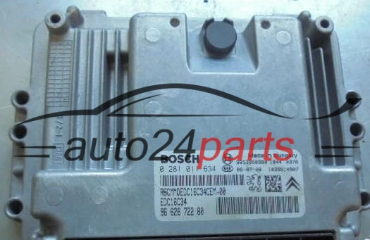 KOMPUTER STEROWNIK SILNIKA CITROEN PEUGEOT 1.6 HDI BOSCH 0 281 011 634,  96 628 722 80
