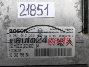 KOMPUTER STEROWNIK SILNIKA PEUGEOT 207 1.4 HDI BOSCH 0 281 012 526, 0281012526, 96 665 790 80, 9666579080, 9657699480 EDC16C34, 1039S24511
