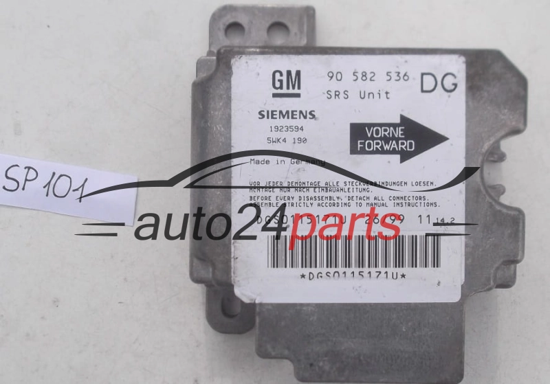 STEROWNIK MODUL PODUSZEK POWIETRZNYCH OPEL ASTRA G ZAFIRA A GM 90 582 536 DG