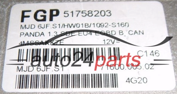 KOMPUTER STEROWNIK SILNIKA FIAT PANDA 1.3 MAGNETI MARELLI MJD 6JF.S1