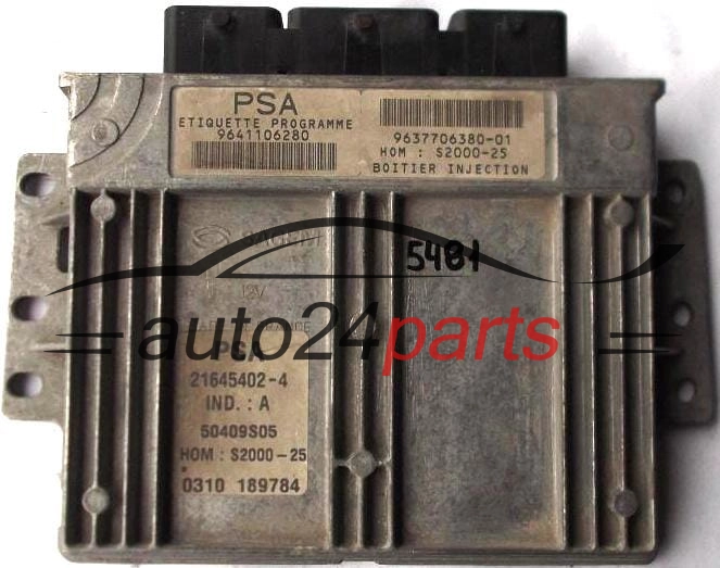 KOMPUTER STEROWNIK SILNIKA PEUGEOT 206 1.4 SAGEM 21645402-4, 9641106280, 9637706380-01