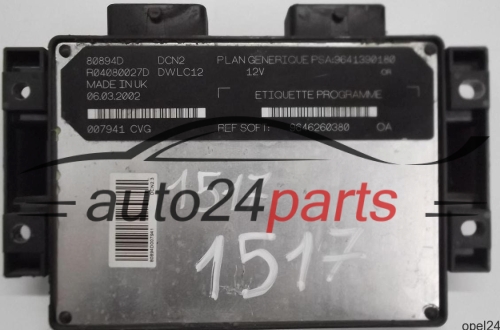 MOTORSTEUERGERÄT ECU STEUERGERÄT PEUGEOT 206 1.9 LUCAS R04080027D, PSA 9641390180, SOFT 9646260380, DCN2, DWLC12 