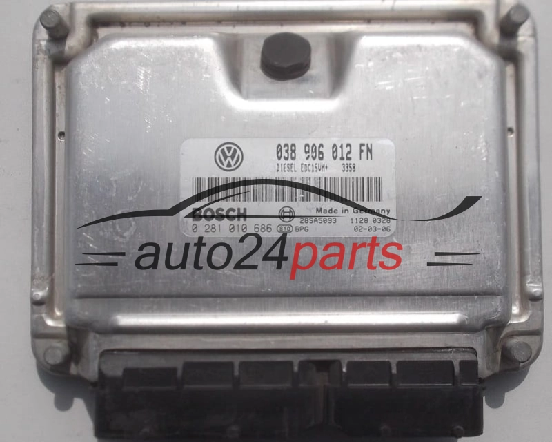 ECU CENTRALITA DE MOTOR SEAT LEON TOLEDO 1.9 TDI ALH 038 906 012 FN, 038906012FN, BOSCH 0 281 010 686, 0281010686, 28SA5093 DIESEL EDC15UM+ 3358