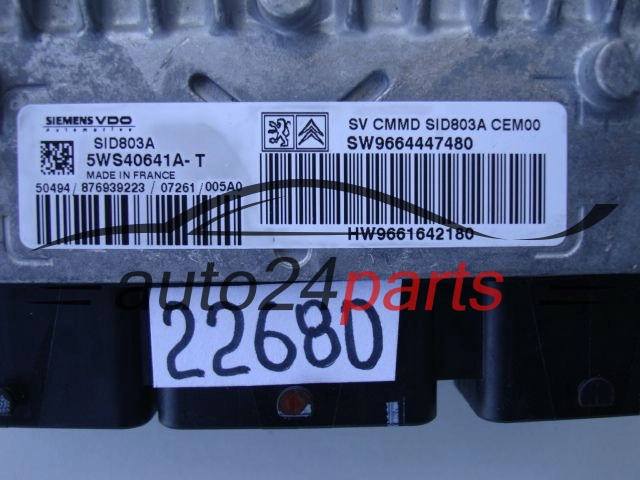 KOMPUTER STEROWNIK SILNIKA PEUGEOT 407 1.4 HDI 5WS40641A-T, 5WS40641AT, SW9664447480, 9664447480, HW9661642180, 9661642180