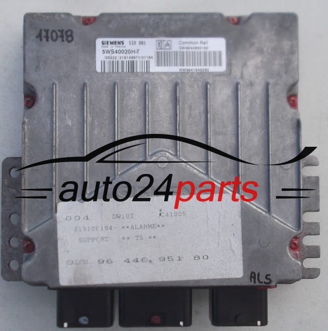 ECU CENTRALITA DE MOTOR PEUGEOT 307 2.0 HDI SIEMENS 5WS40020H-T, 5WS40020HT, SW9644895180, SW 9644895180, HW9641849280, HW 9641849280