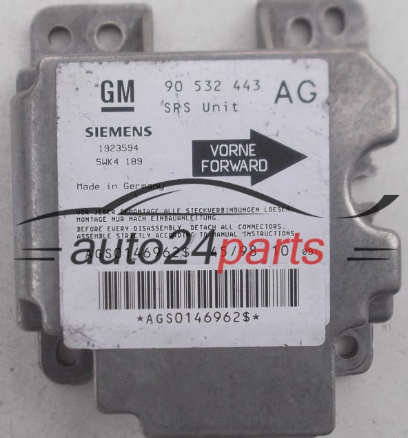 CENTRALITA AIRBAG MÓDULO DE CONTROL  OPEL CORSA B GM 90 532 443 AG, SIEMENS 5WK4189