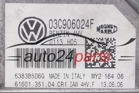 ECU CENTRALITA DE MOTOR  VOLKSWAGEN POLO MAGNETI MARELLI IAW 4HV.F, IAW4HVF, 03C 906 024 F, 03C906024F, 61601.351.04