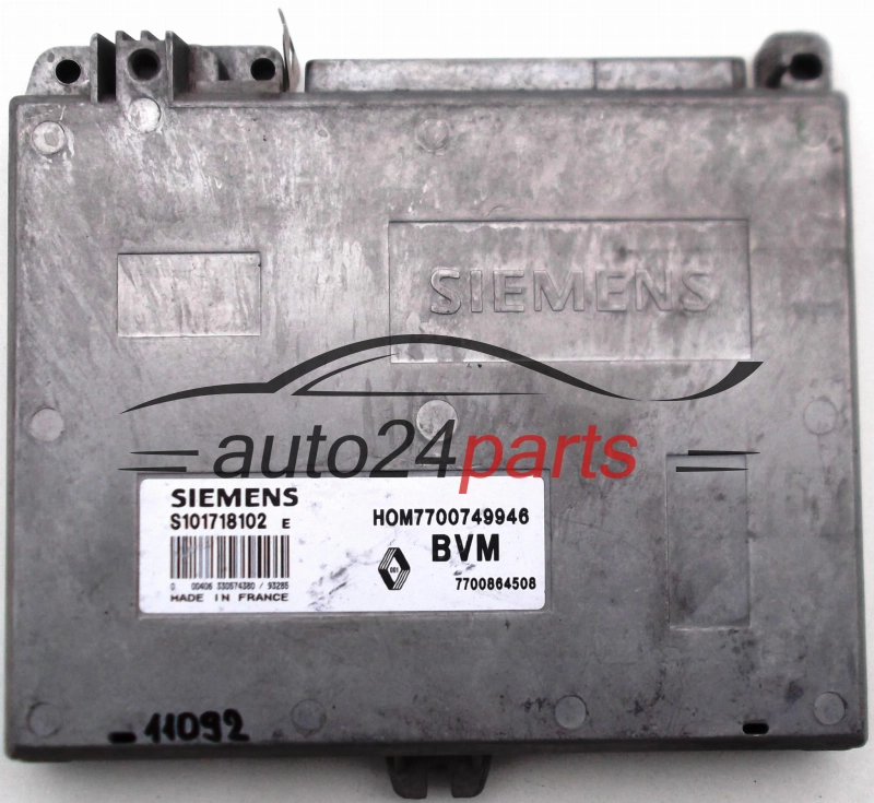 KOMPUTER STEROWNIK SILNIKA RENAULT CLIO 1.4, SIEMENS S101718102 E, S101718102E, HOM7700749946, 7700864508