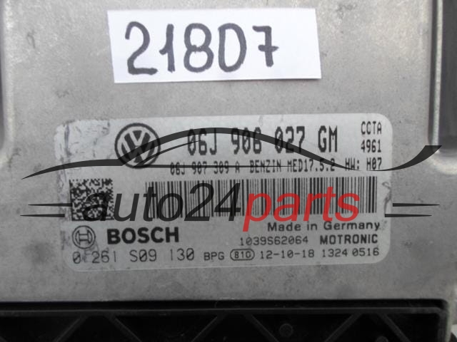 MOTORSTEUERGERÄT ECU STEUERGERAT VW VOLKSWAGEN TIGUAN 2.0 TSI BOSCH 0 261 S09 130, 0261S09130, 06J 906 027 GM, 06J906027GM, MED17.5.2