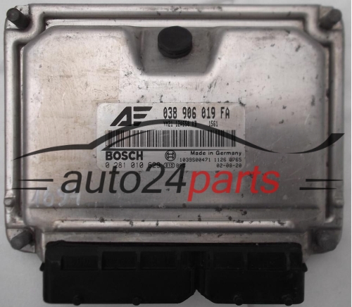 MOTORSTEUERGERÄT ECU STEUERGERÄT VW VOLKSWAGEN SHARAN FORD GALAXY 1.9 TDI 038906019FA, 038 906 019 FA, BOSCH 0 281 010 629, 0281010629, YM2112A650KB, YM21-12A650-KB, 1039S00471 