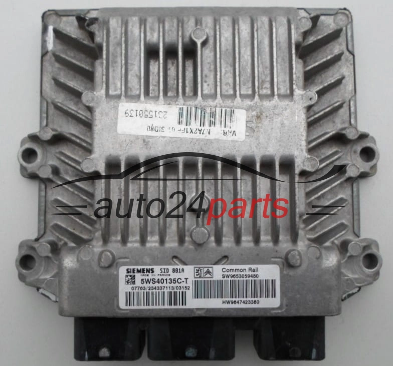 ECU CENTRALITA DE MOTOR  PEUGEOT 307 2.0 HDI SIEMENS 5WS40135C-T,  SW 9653059480, HW 9647423380