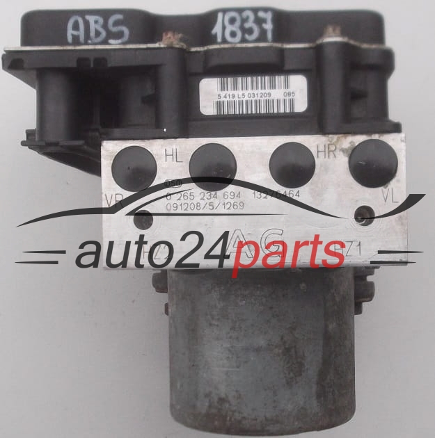 POMPE HYDRAULIQUE ET CALCULATEUR d'ABS OPEL TIGRA B MERIVA CORSA BOSCH 0 265 234 694, 13276464 AG, 0 265 950 954