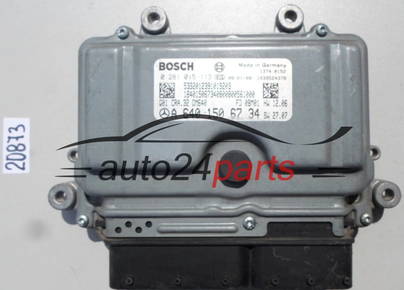 KOMPUTER STEROWNIK SILNIKA MERCEDES 180 CDI BOSCH 0 281 015 113, 0281015113, A 640 150 67 34, A6401506734, CRA.32 