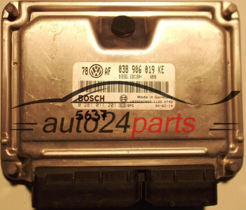 KOMPUTER STEROWNIK SILNIKA VW VOLKSWAGEN PASSAT 1.9 TDI AWX 038906019KE, 038 906 019 KE BOSCH 0281011201, 0 281 011 201 - 