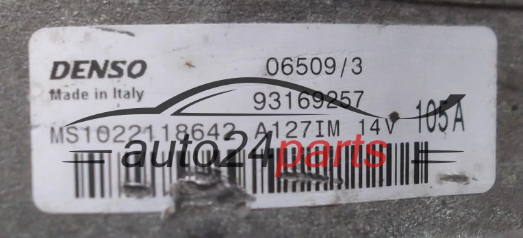 ALTERNATOR 1.9 CDTI OPEL ZAFIRA VECTRA SIGNUM DENSO MS1022118642, 93169257