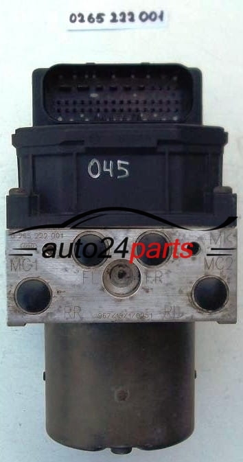 POMPE HYDRAULIQUE ET CALCULATEUR d'ABS ROVER 75 2.0 DIESEL BOSCH 0 265 222 001, 0265222001, 0 265 800 006, 0265800006, 180214, 282/18/12/1679 - 036, 045, 050, 102, 1121