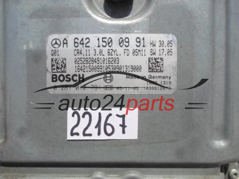 MOTORSTEUERGERÄT ECU STEUERGERAT MERCEDES W164 3.0 CDI BOSCH 0 281 012 791, 0281012791, A 642 150 09 91, A6421500991, CR4.11 