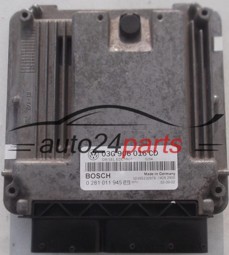MOTORSTEUERGERÄT ECU STEUERGERÄT VOLKSWAGEN TOURAN 1.9 TDI BOSCH 0 281 011 945, 0281011945, 03G 906 016 CD, 03G906016CD, EDC16U1