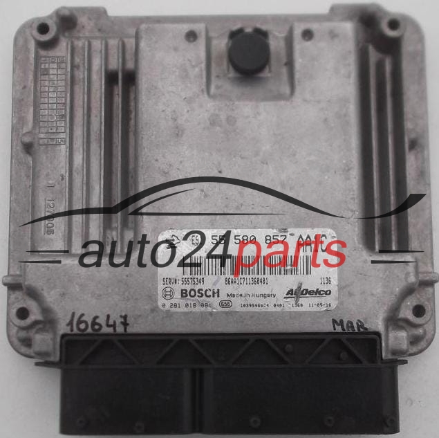 MOTORSTEUERGERÄT ECU STEUERGERAT OPEL INSIGNIA 2.0 CDTI BOSCH 0 281 018 081, 0281018081, 55 580 857, 55580857