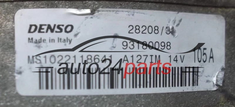 ALTERNATOR 1.9 CDTI OPEL ASTRA VECTRA SIGNUM ZAFIRA DENSO MS1022118641, 93180098