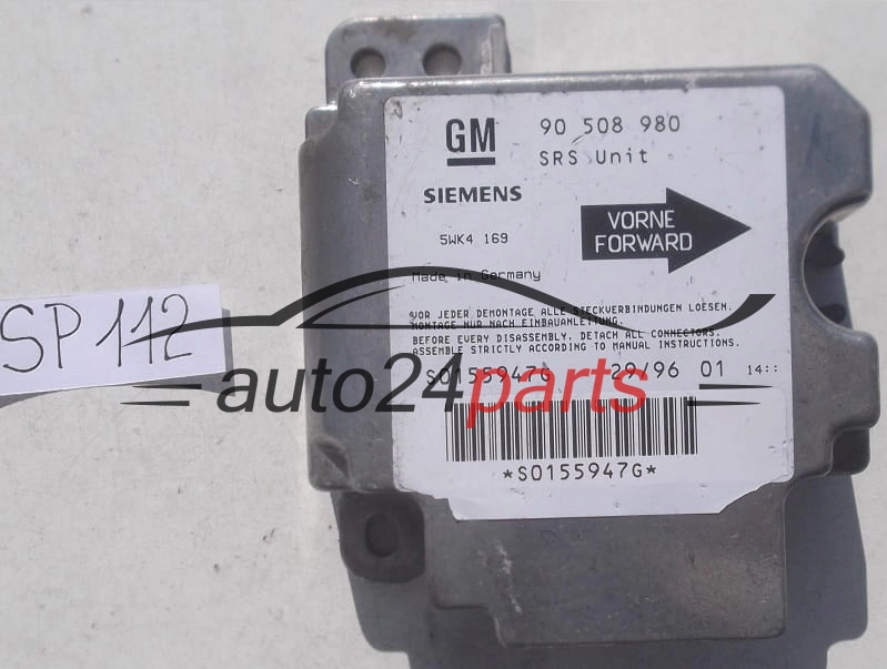 STEROWNIK MODUL PODUSZEK POWIETRZNYCH OPEL VECTRA B GM 90 508 980 SIEMENS 5WK4 169
