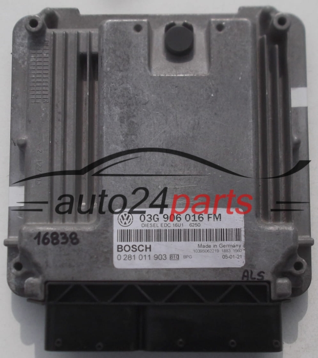 MOTORSTEUERGERÄT ECU STEUERGERÄT VOLKSWAGEN GOLF JETTA 2.0 TDI BOSCH 0281011903, 03G 906 016 FM, 03G906016FM