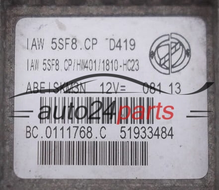 KOMPUTER STEROWNIK SILNIKA FIAT 500 PUNTO PANDA 1.2 MAGNETI MARELLI IAW 5SF8.CP, IAW5SF8CP, 51933484, BC.0111768.C, BC0111768C