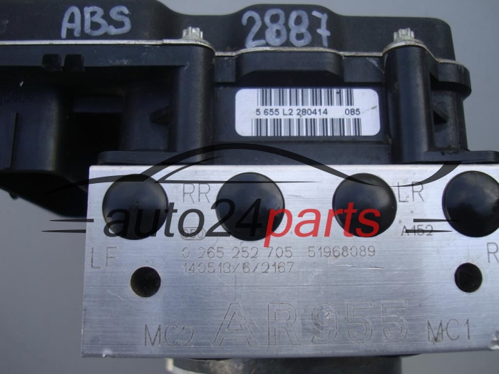 BOMBA HIDRAULICA Y CENTRALITA ABS ALFA ROMEO MITO BOSCH 0 265 252 705, 0265252705, 51968089, 0265952252
