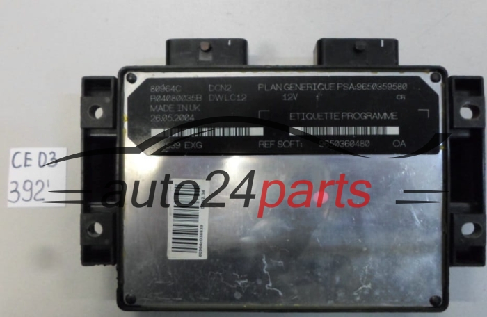KOMPUTER STEROWNIK SILNIKA CITROEN BERLINGO PEUGEOT PARTNER 1.9 LUCAS R04080035B, PSA 9650359580, SOFT 9650360480, DCN2, DWLC12 