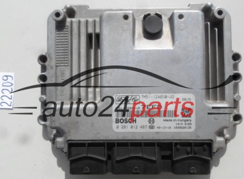 KOMPUTER STEROWNIK SILNIKA FORD FOCUS 1.6 TDCI BOSCH 0 281 012 487, 0281012487, FoMoCo 7M51-12A650-UD, 7M5112A650UD, 7EFD