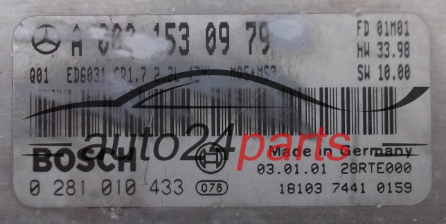 MOTORSTEUERGERÄT ECU STEUERGERÄT  MERCEDES VITO 2.2 CDI BOSCH 0 281 010 433