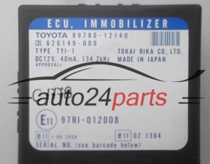 CENTRALKA MODUL STEROWNIK IMMO TOYOTA COROLLA 89780-12140, 8978012140, 97RI-012008, 97RI012008