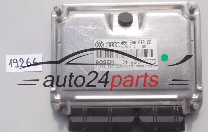 KOMPUTER STEROWNIK SILNIKA AUDI A4 A6 VW VOLKSWAGEN PASSAT 1.8T 1.8 TURBO 4B0906018CG, 4B0 906 018 CG, BOSCH 0261207215, 0 261 207 215, BENZIN ME7.5 0002, 26SA7389