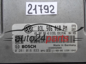 KOMPUTER STEROWNIK SILNIKA VW VOLKSWAGEN NEW BEETLE 2.0 TDI BOSCH 0 281 018 833, 0281018833, 03L 906 018 PM, 03L906018PM, EDC17C46