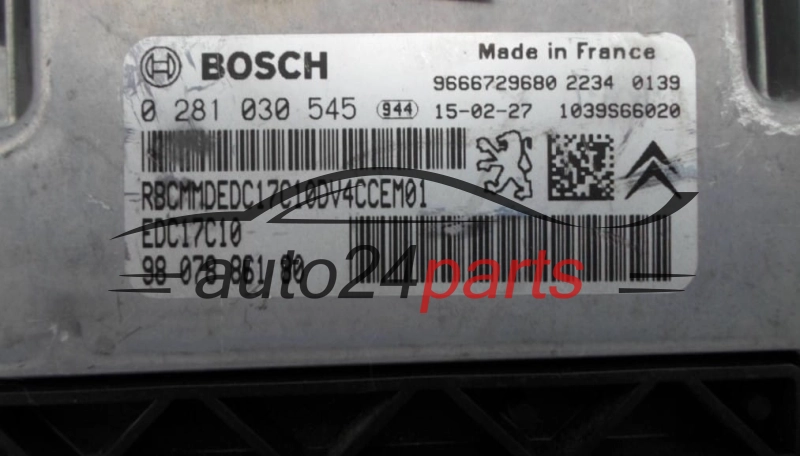 KOMPUTER STEROWNIK SILNIKA CITROEN PEUGEOT 1.4 HDI BOSCH 0 281 030 545