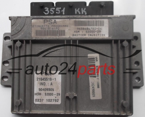 ECU CENTRALITA DE MOTOR CITROEN XSARA 1.4 9641816180 9638484780-04 HOM S2000-29 21645519-1, 216455191 50409S05