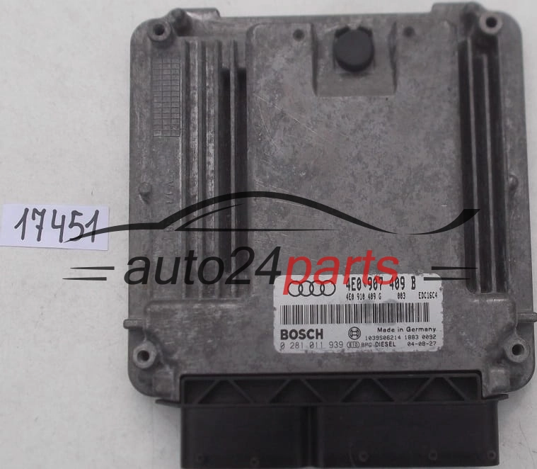 KOMPUTER STEROWNIK SILNIKA AUDI A8 4.0 TDI BOSCH 0 281 011 939, 0281011939, 4E0 907 409 B