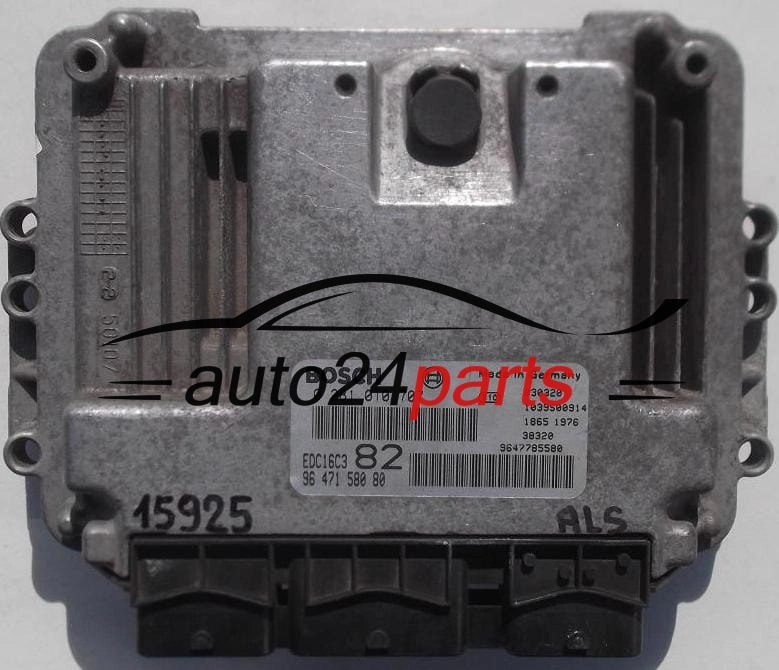 CALCULATEUR MOTEUR PEUGEOT 206 1.4 HDI BOSCH 0 281 010 707, 0281010707, 96 471 580 80, 9647158080, 9647785580, EDC16C3 82, 1039S00914
