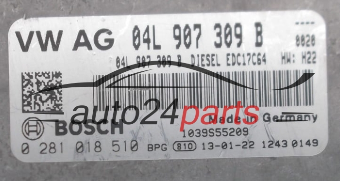ECU CENTRALITA DE MOTOR  VOLKSWAGEN GOLF 1.6 TDI BOSCH 0 281 018 510,  04L 907 309 B