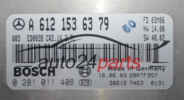 CALCULATEUR MOTEUR MERCEDES ML 270 CDI BOSCH  0281011408,  A6121536379