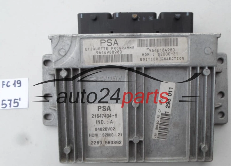 KOMPUTER STEROWNIK SILNIKA CITROEN PEUGEOT 21647434-9, 216474349, 9646988980, 9646184980