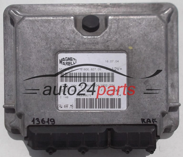 KOMPUTER STEROWNIK SILNIKA FIAT SEICENTO 1.1, 55187372, 61600.627.05, 6160062705, IAW 4AF.M9/HW204/1902-27H, IAW4AFM9HW204190227H, IAW 4AF.M9, IAW4AFM9 