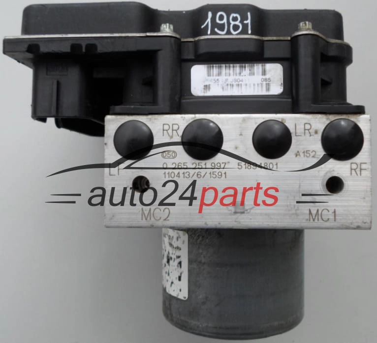BOMBA HIDRAULICA Y CENTRALITA ABS FIAT PUNTO EVO BOSCH 0 265 251 997,  51894801, 0 265 951 832